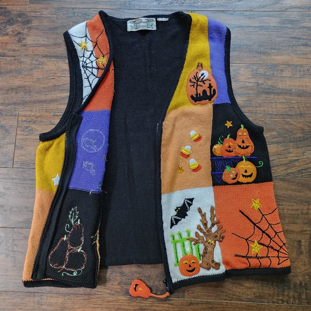Vintage Tiara Halloween Fall Sweater Vest - Picture 12 of 12